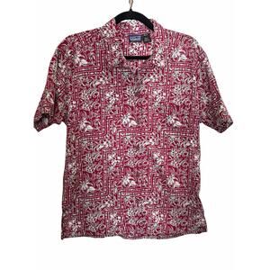 Vintage Y2K Patagonia Red Floral Organic Cotton Rare Hawaiian Camp Shirt L